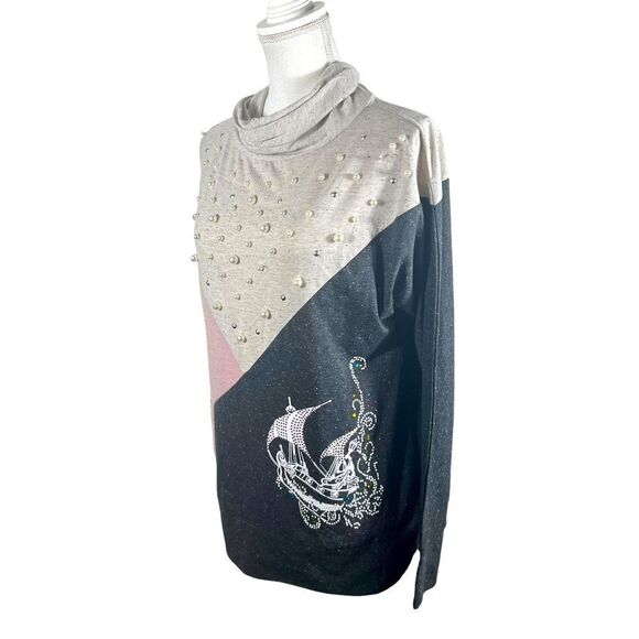 Rare! Disney Parks Peter pans London to Neverland Embellished Turtleneck Top - Picture 3 of 11